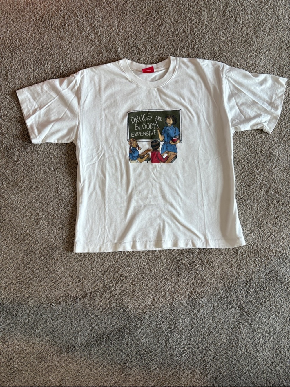 Bloody Sunday White Short‑Sleeve Graphic Tee with Classroom Print